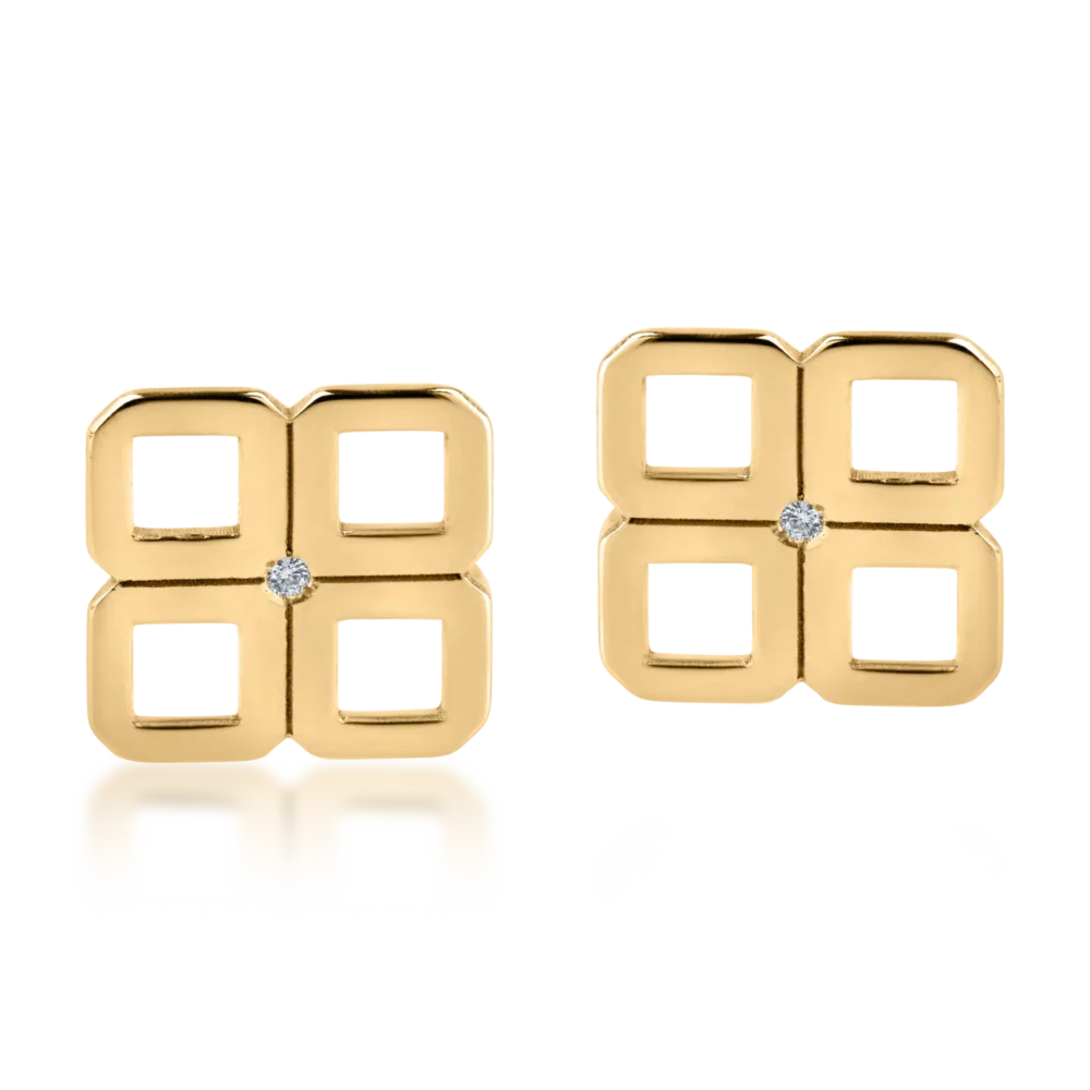 Cercei din aur galben cu diamante de 0.010ct - imagine 2