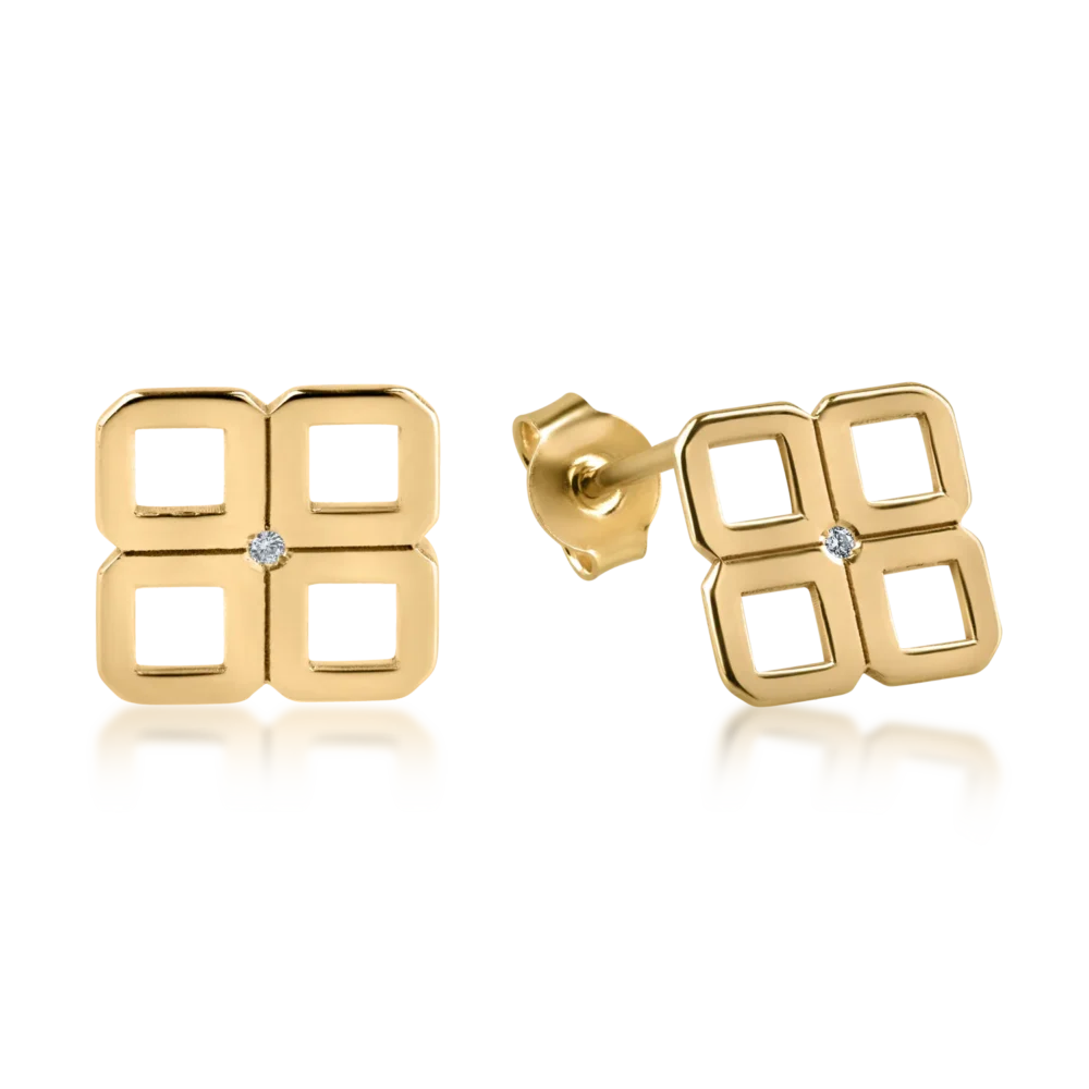 Cercei din aur galben cu diamante de 0.010ct