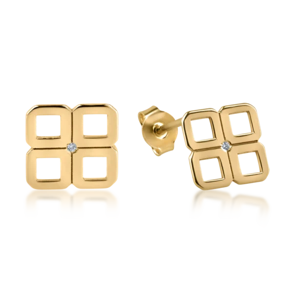 Cercei din aur galben cu diamante de 0.010ct