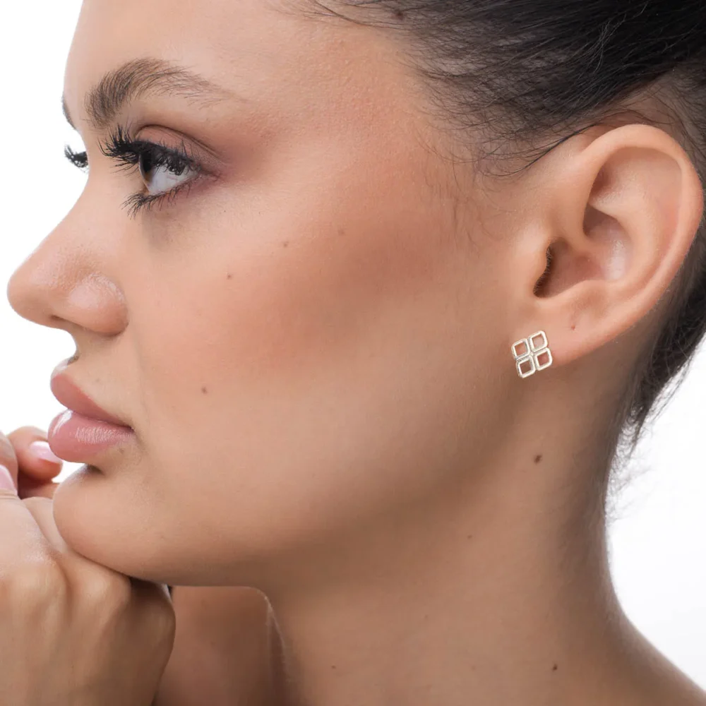 Cercei din aur galben cu diamante de 0.010ct - imagine 3