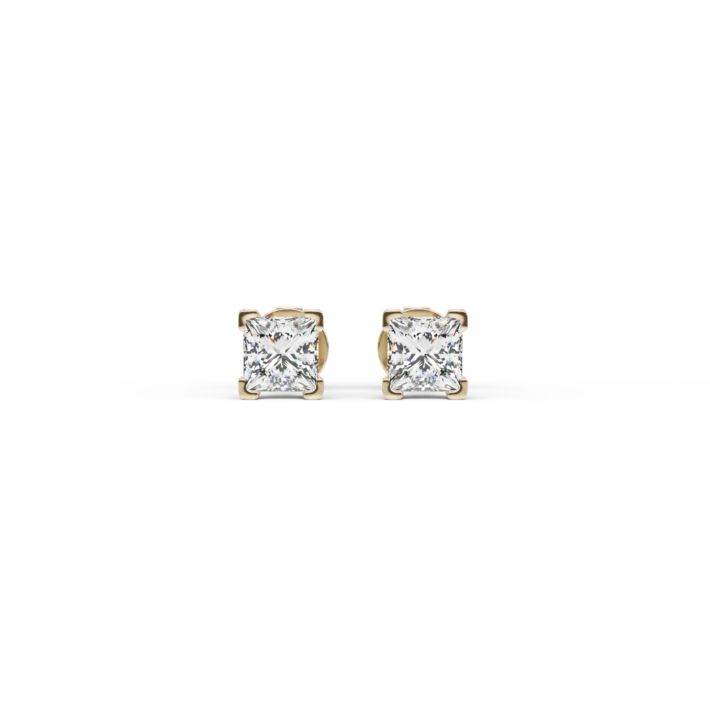 Cercei din aur galben cu diamante princess de 0.022ct - imagine 2