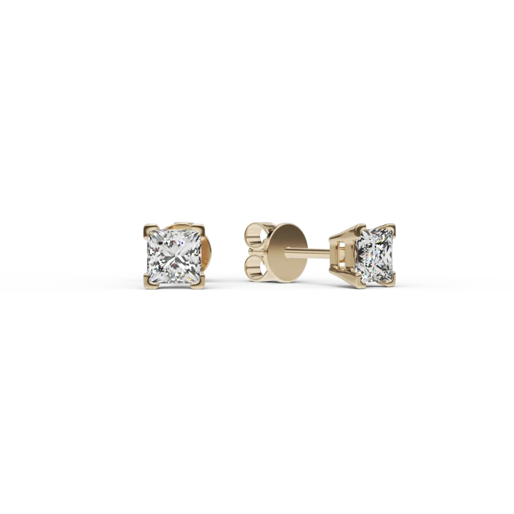 Cercei din aur galben cu diamante princess de 0.022ct