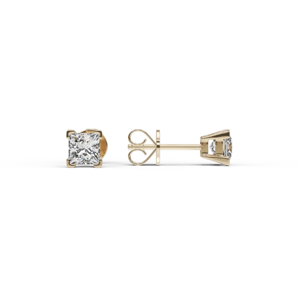 Cercei din aur galben cu diamante princess de 0.022ct - imagine 3