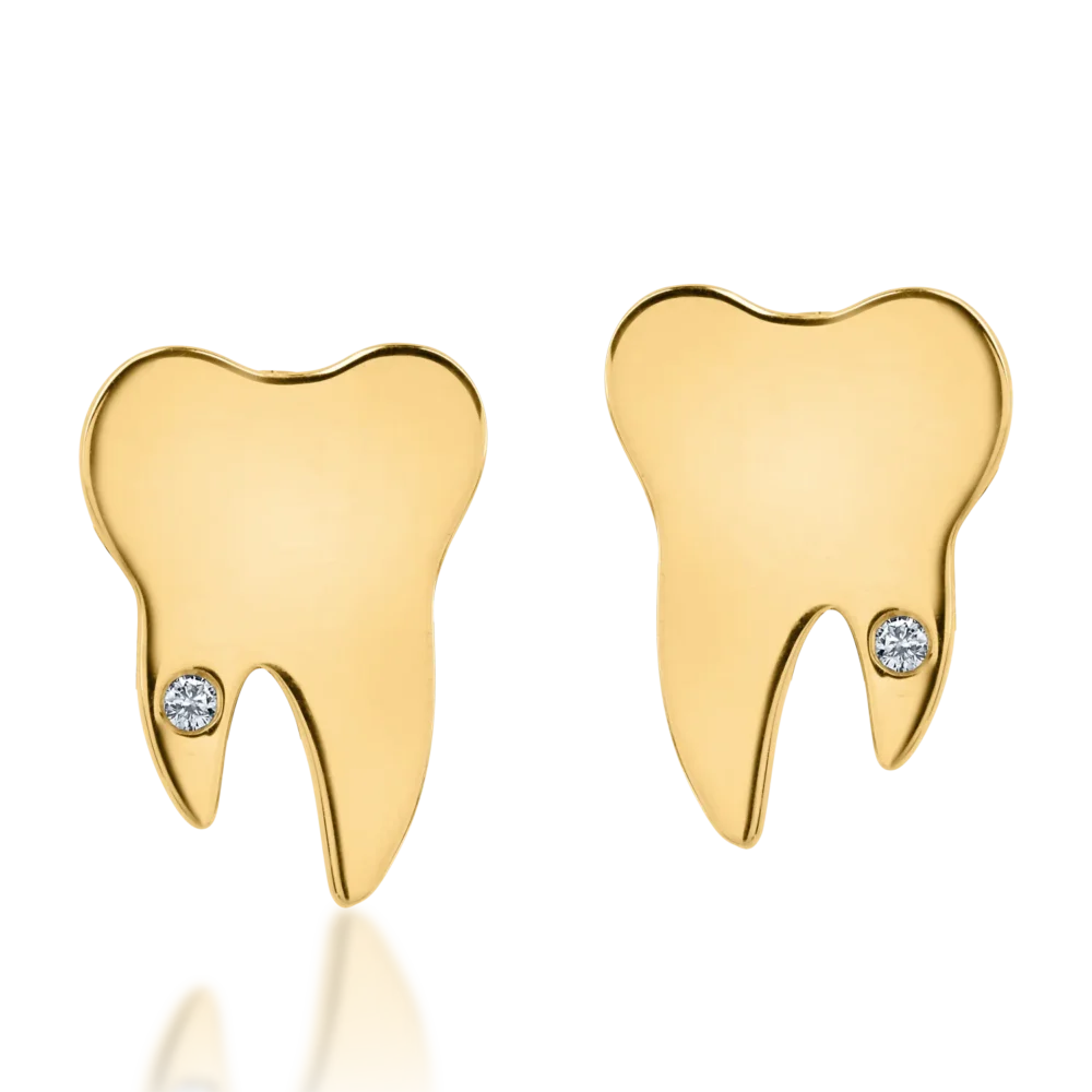 Cercei din aur galben cu diamante de 0.03ct - imagine 2