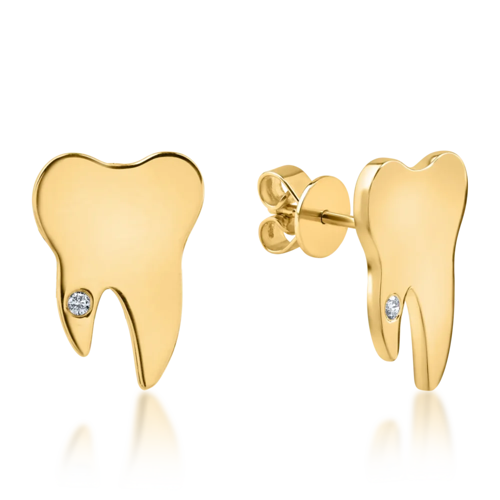 Cercei din aur galben cu diamante de 0.03ct