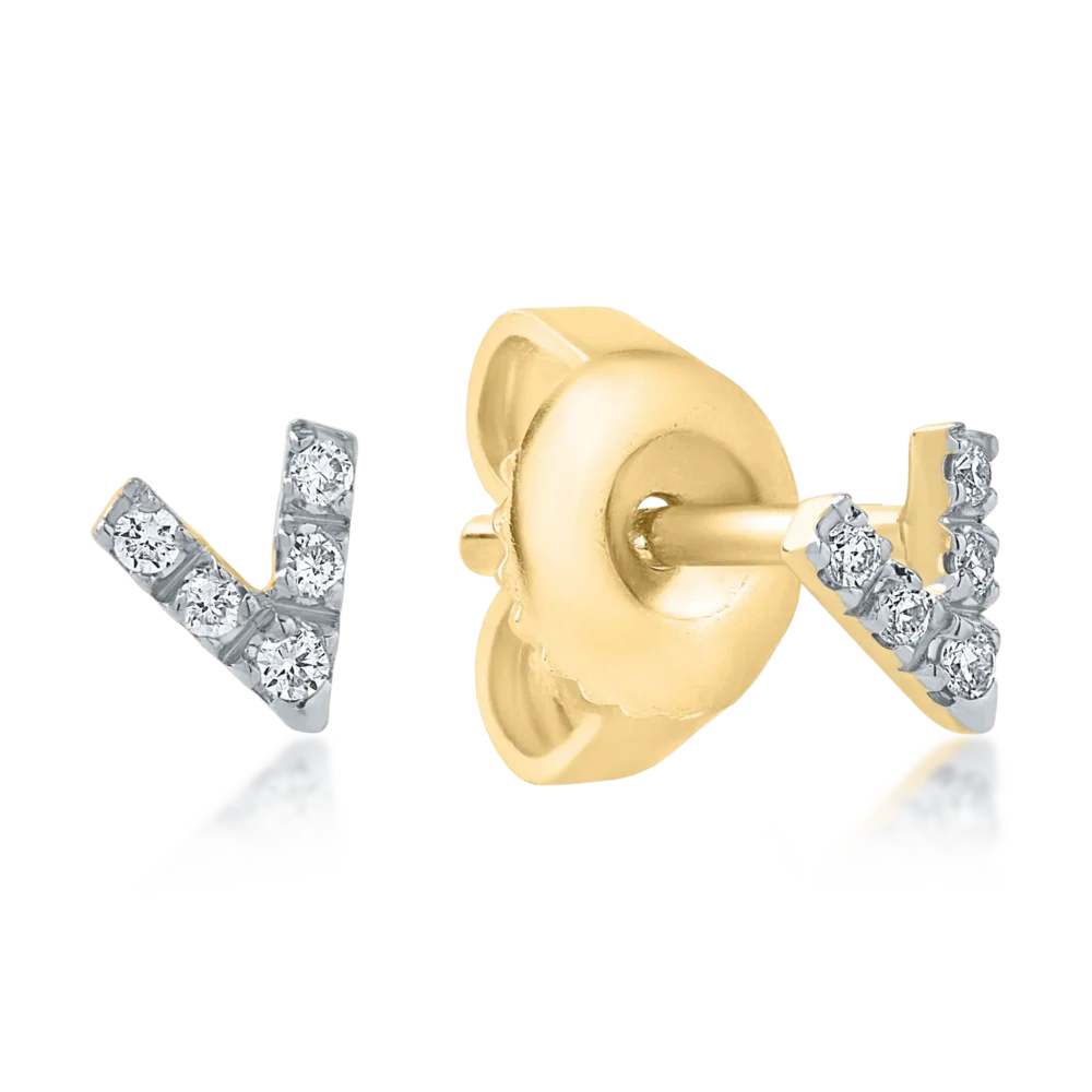 Cercei din aur galben cu diamante de 0.04ct