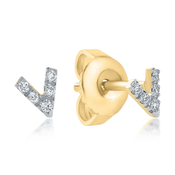 Cercei din aur galben cu diamante de 0.04ct