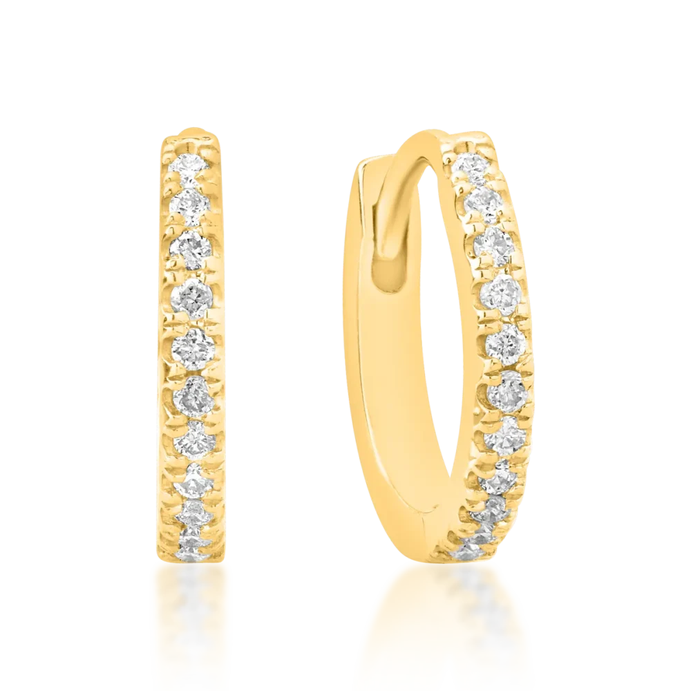 Cercei din aur galben cu diamante de 0.08ct
