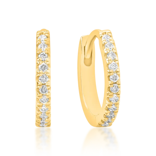 Cercei din aur galben cu diamante de 0.08ct