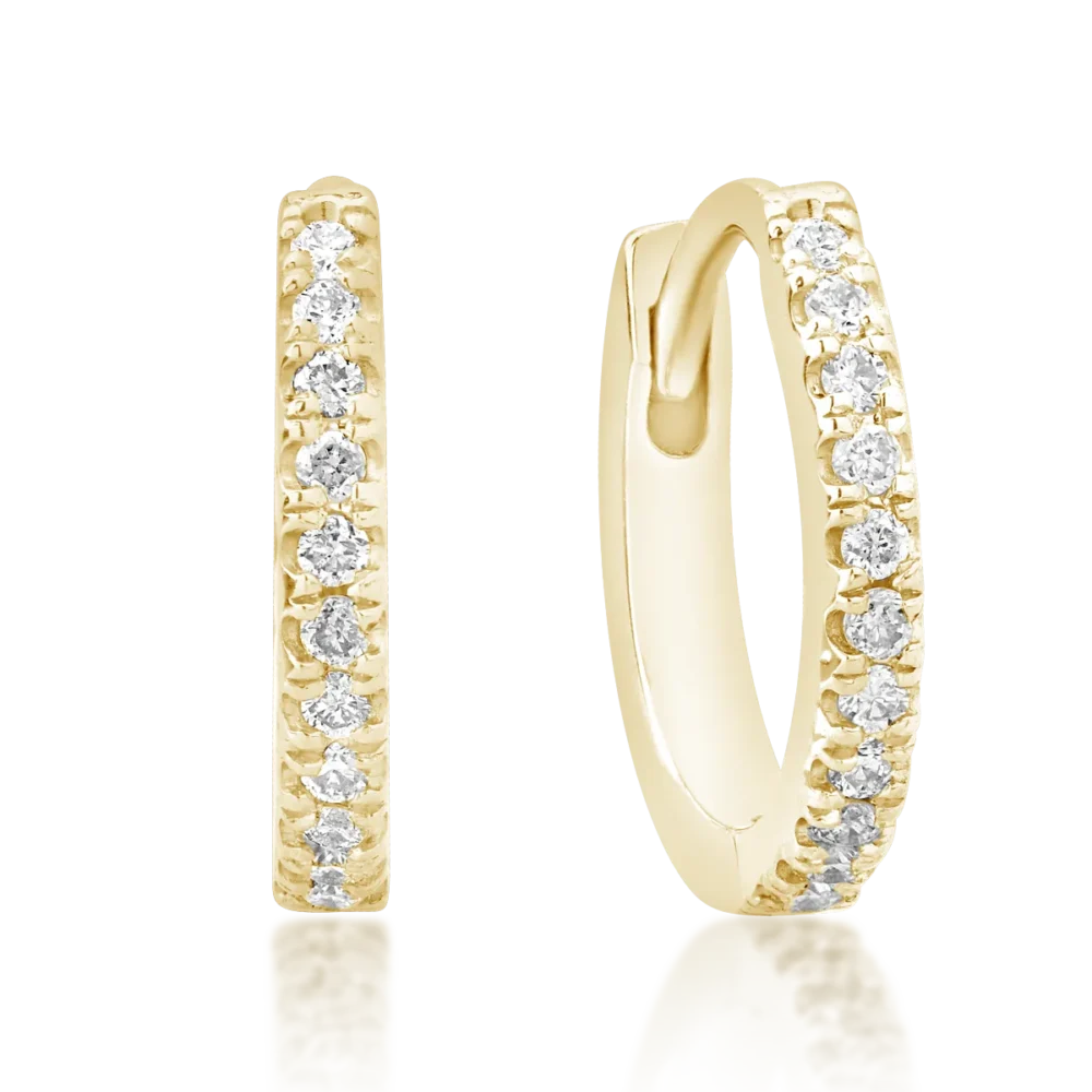 Cercei din aur galben cu diamante de 0.08ct