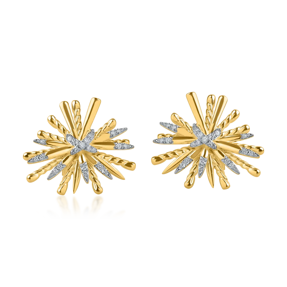 Cercei din aur galben cu diamante de 0.109ct - imagine 2