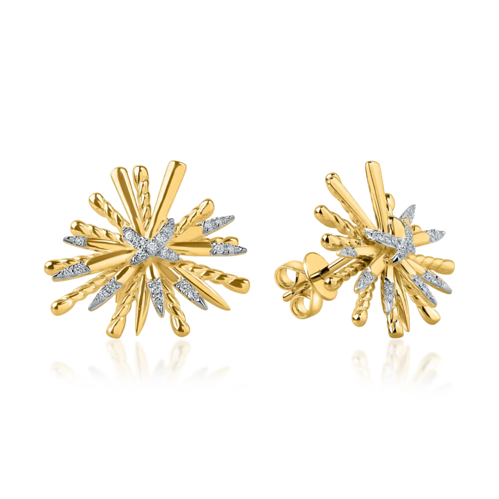 Cercei din aur galben cu diamante de 0.109ct