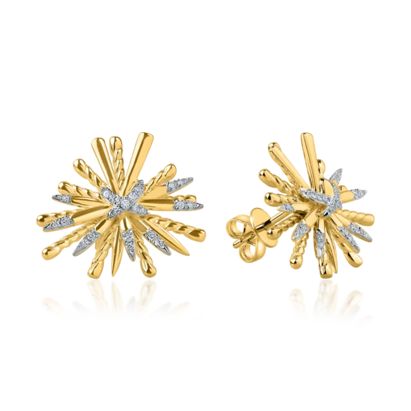 Cercei din aur galben cu diamante de 0.109ct