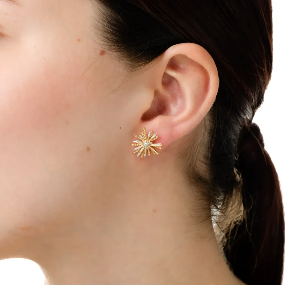 Cercei din aur galben cu diamante de 0.109ct - imagine 3