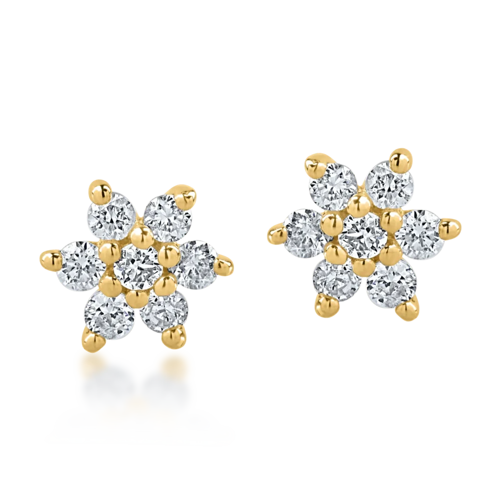 Cercei din aur galben cu diamante de 0.14ct - imagine 2