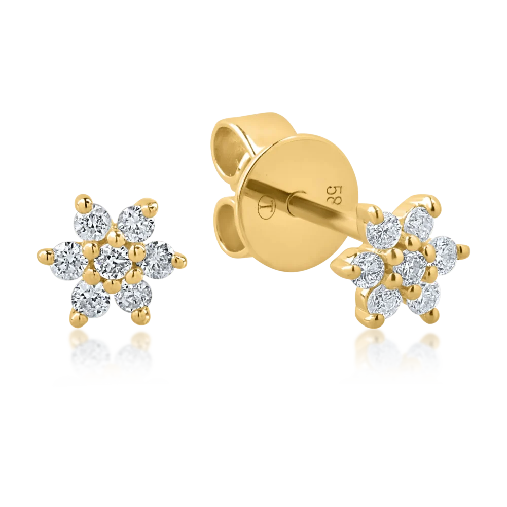 Cercei din aur galben cu diamante de 0.14ct