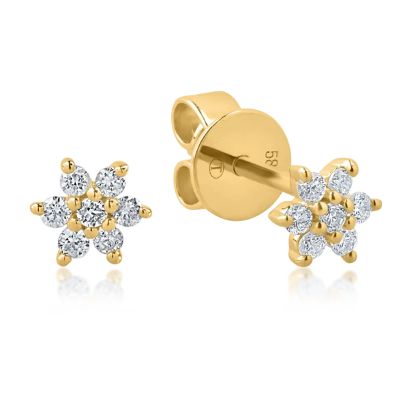 Cercei din aur galben cu diamante de 0.14ct