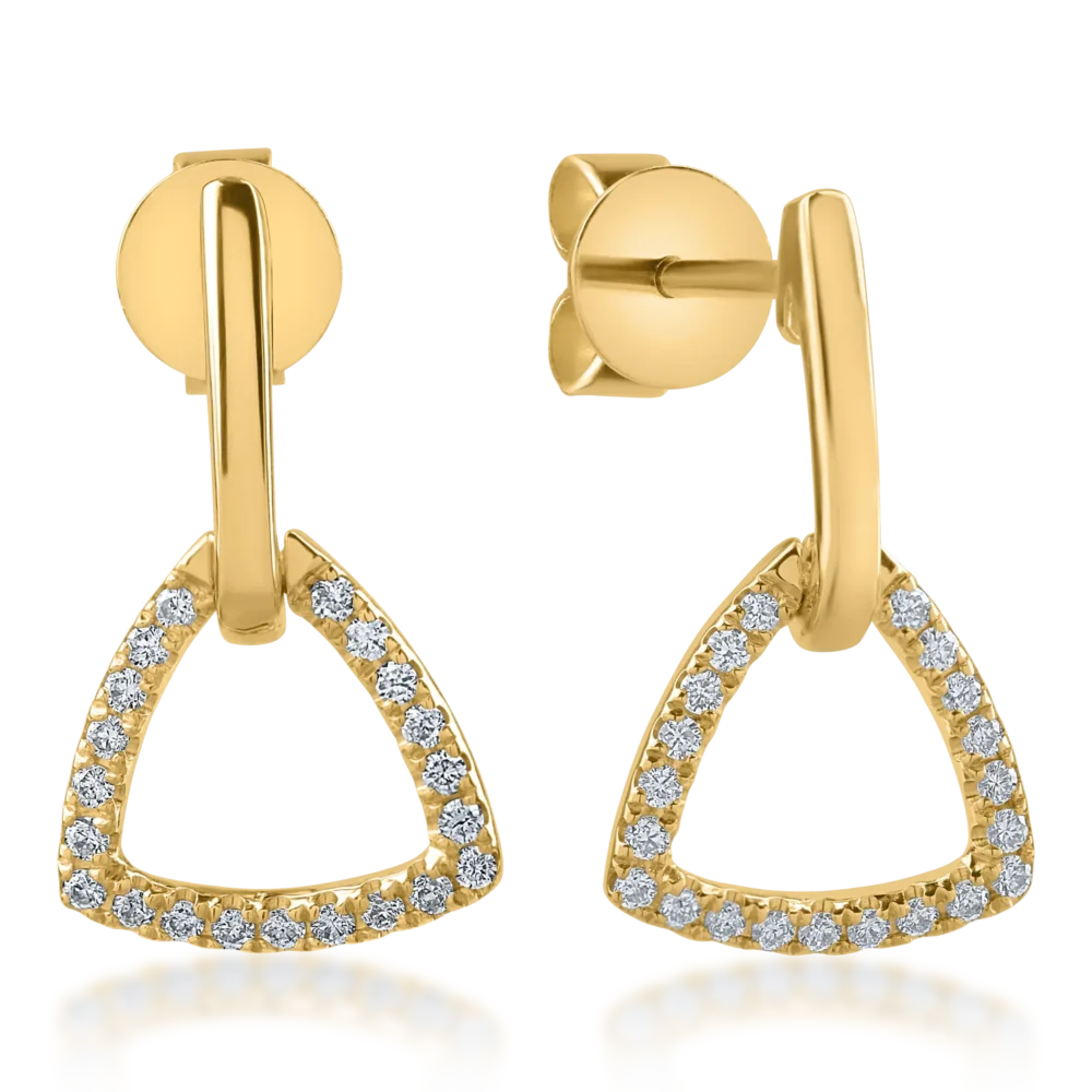 Cercei din aur galben cu diamante de 0.16ct