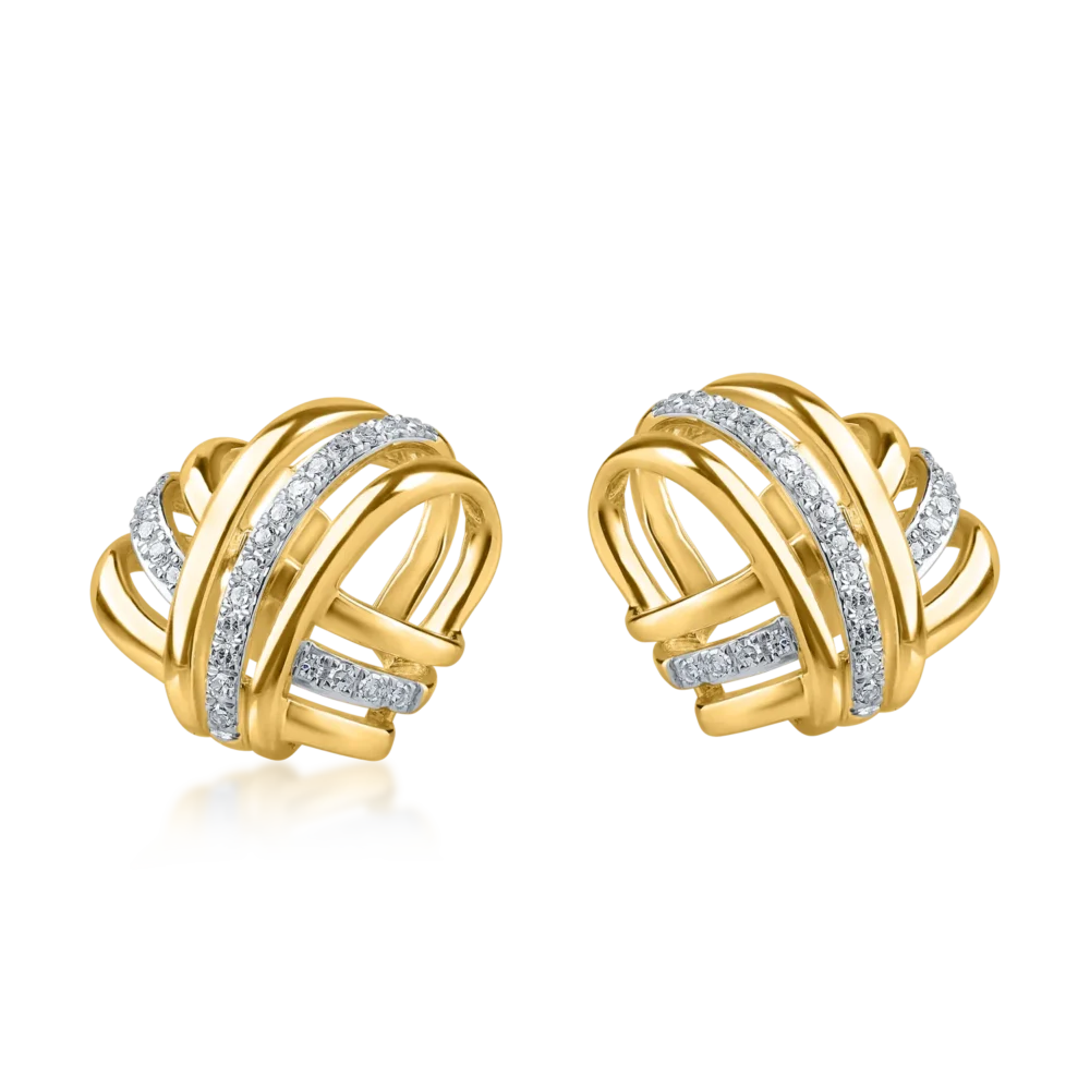 Cercei din aur galben cu diamante de 0.1ct - imagine 2