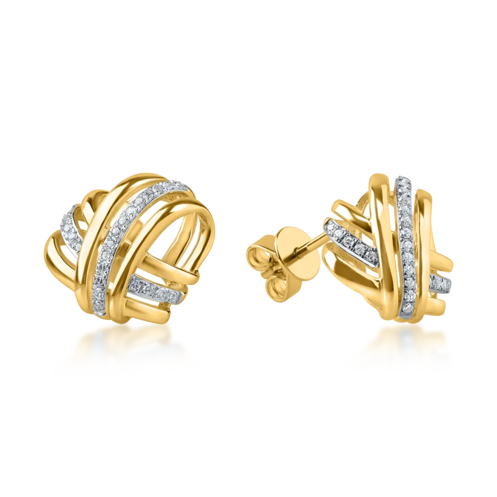 Cercei din aur galben cu diamante de 0.1ct