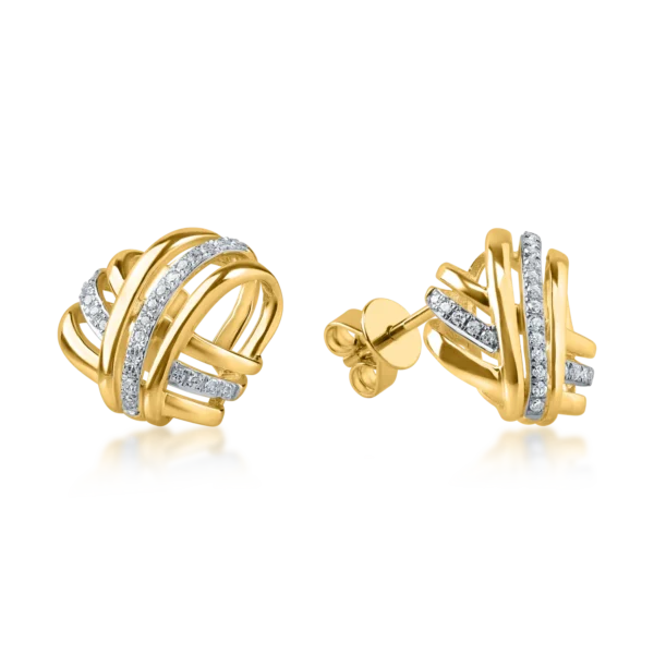 Cercei din aur galben cu diamante de 0.1ct