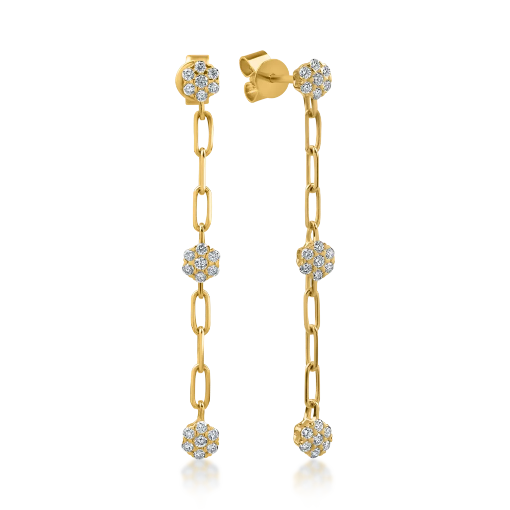 Cercei din aur galben cu diamante de 0.29ct