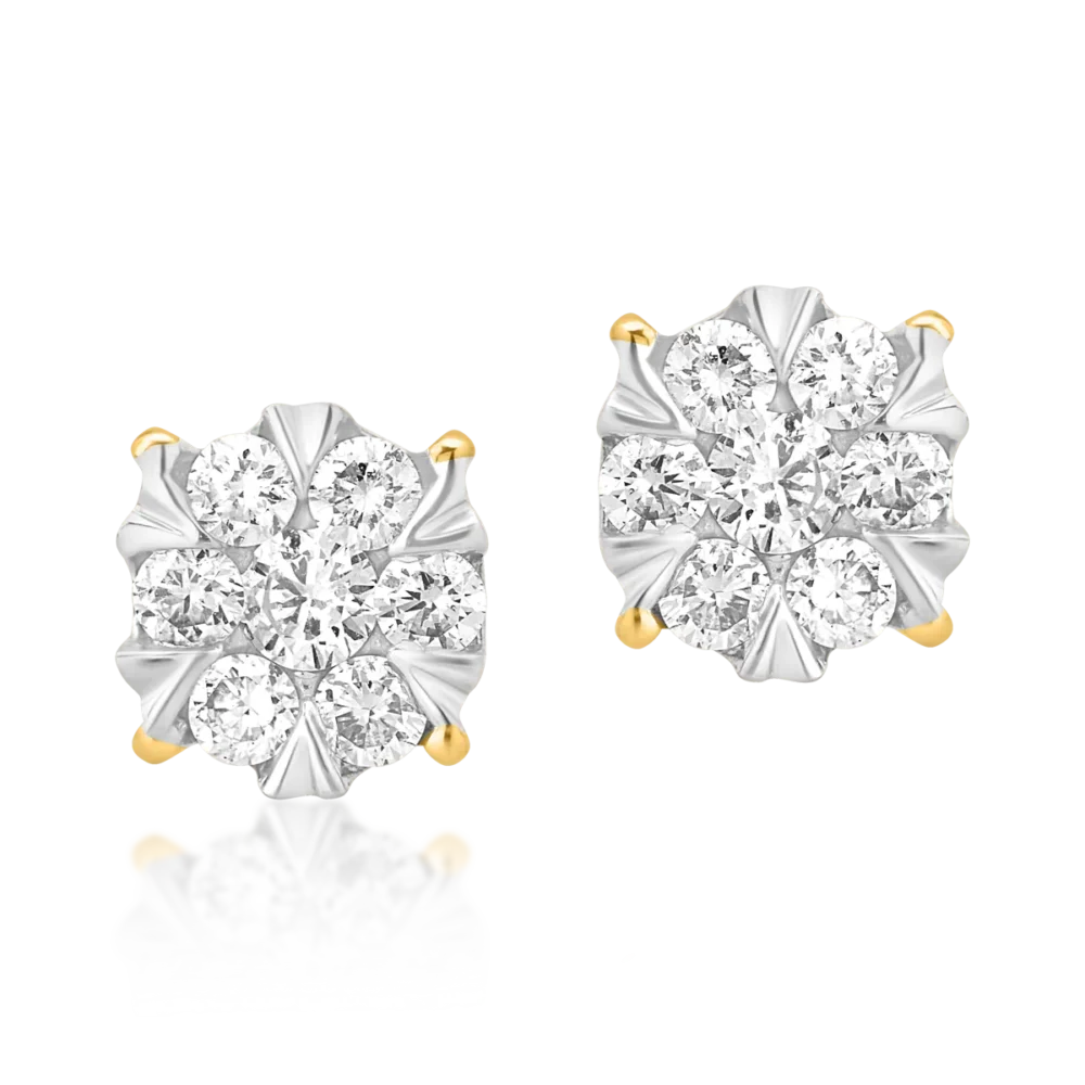 Cercei din aur galben cu diamante de 0.2ct - imagine 2