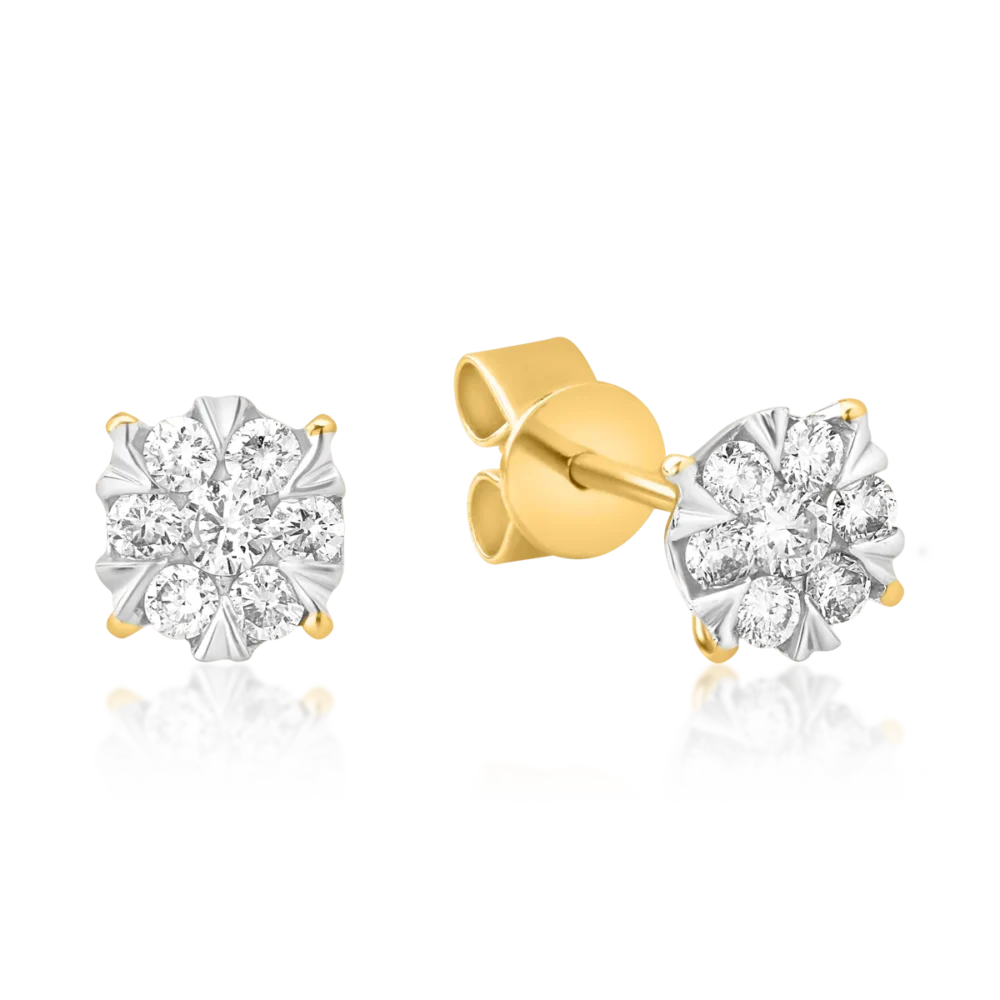 Cercei din aur galben cu diamante de 0.2ct