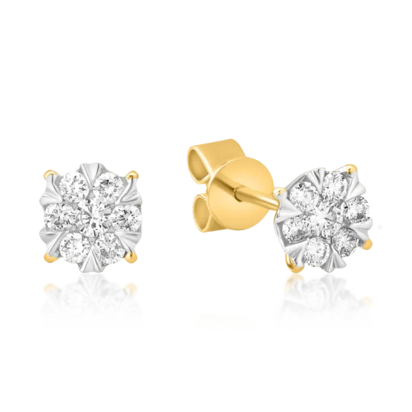 Cercei din aur galben cu diamante de 0.2ct