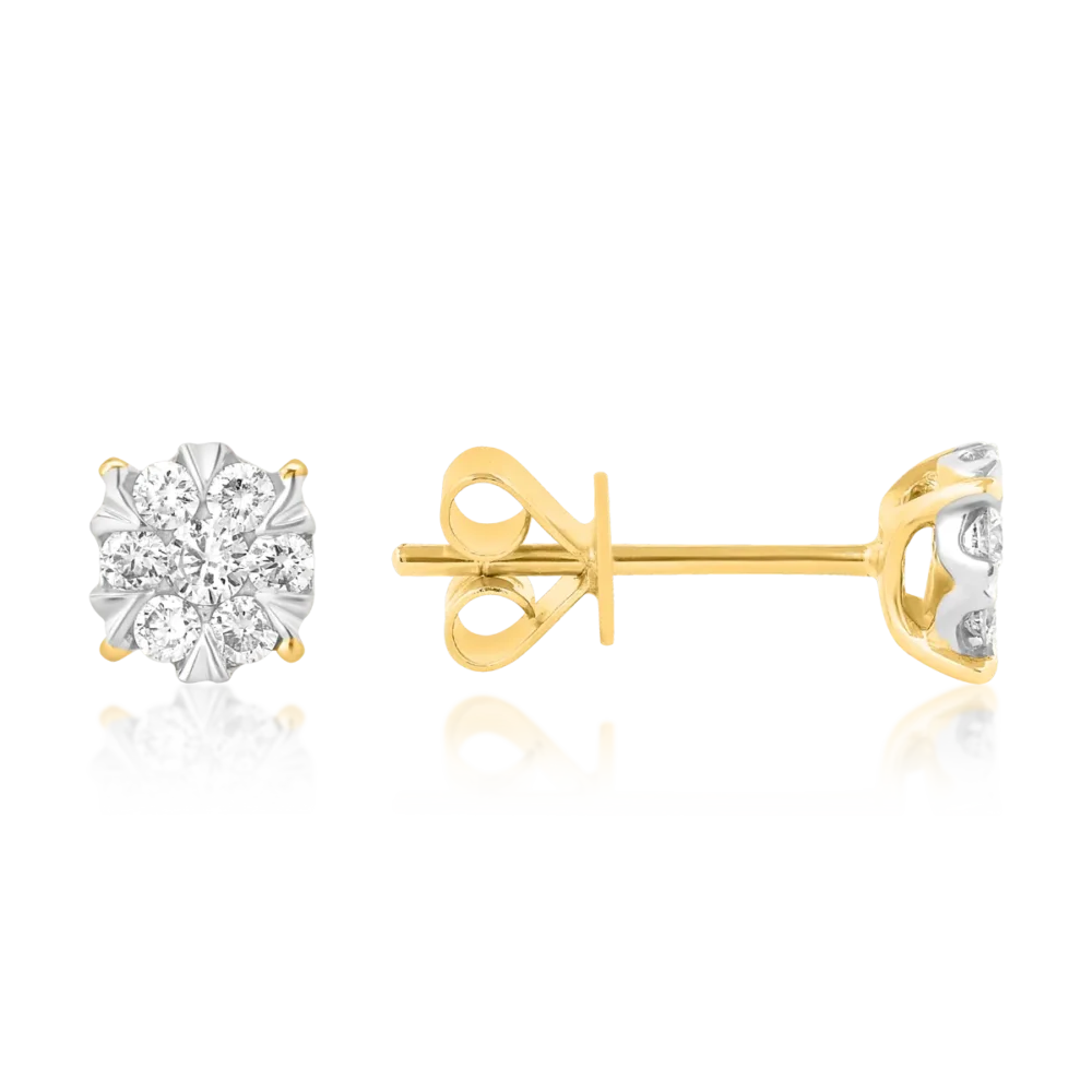 Cercei din aur galben cu diamante de 0.2ct - imagine 3