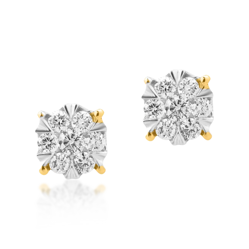 Cercei din aur galben cu diamante de 0.2ct - imagine 2