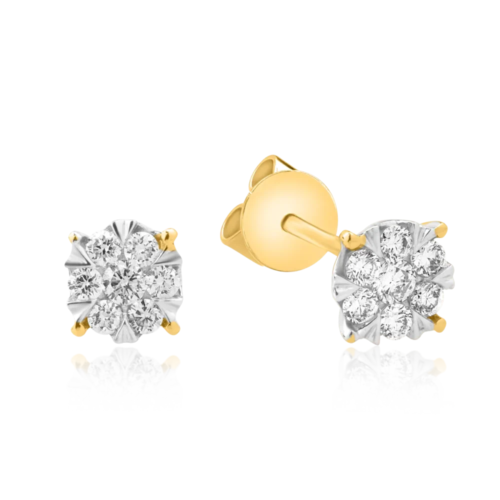 Cercei din aur galben cu diamante de 0.2ct