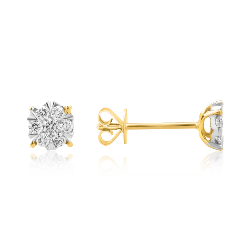 Cercei din aur galben cu diamante de 0.2ct - imagine 3