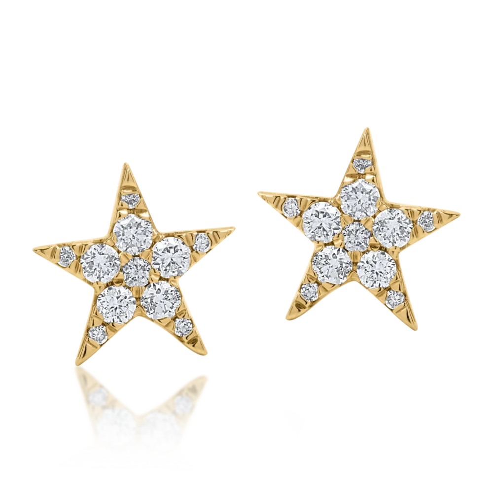 Cercei din aur galben cu diamante de 0.37ct - imagine 2