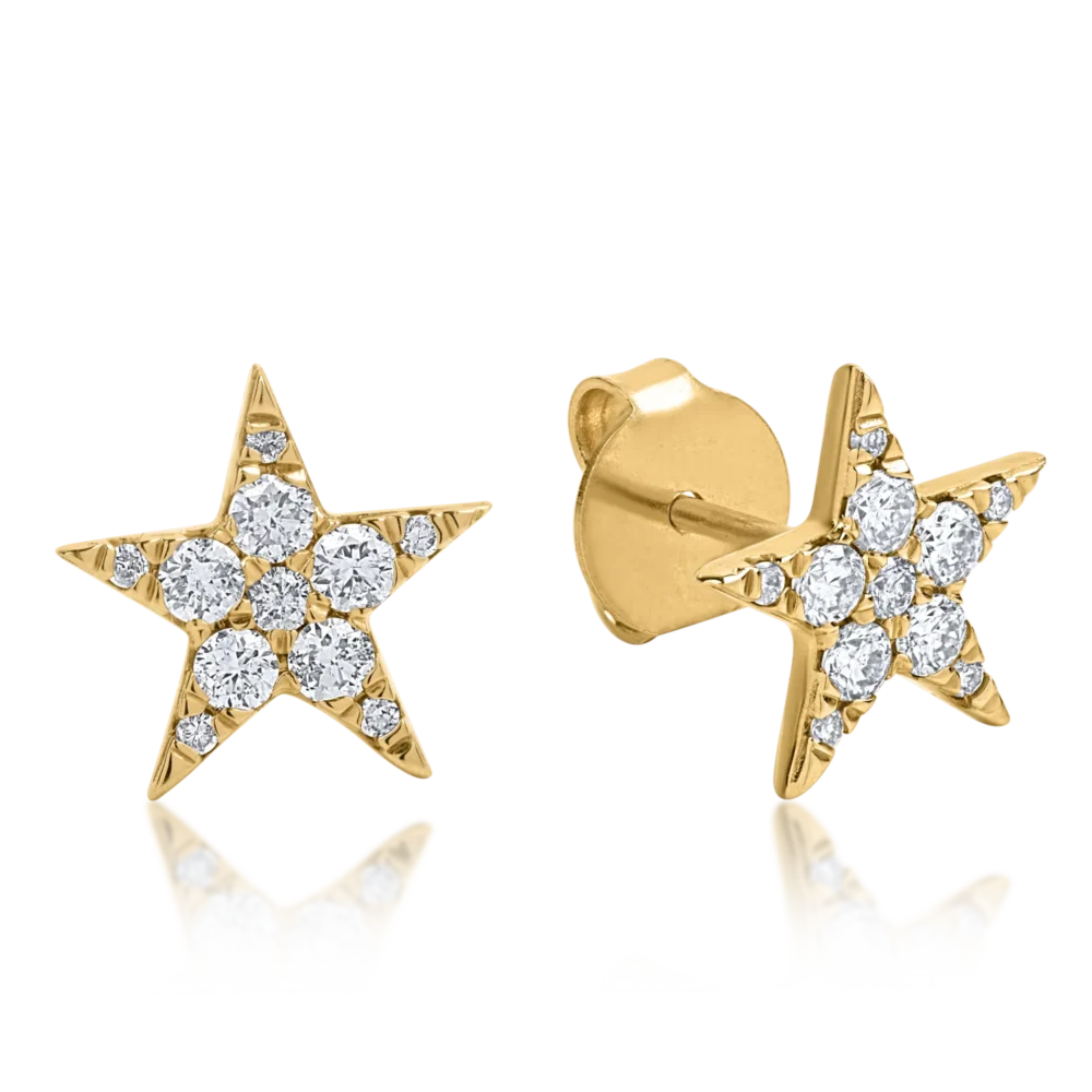 Cercei din aur galben cu diamante de 0.37ct