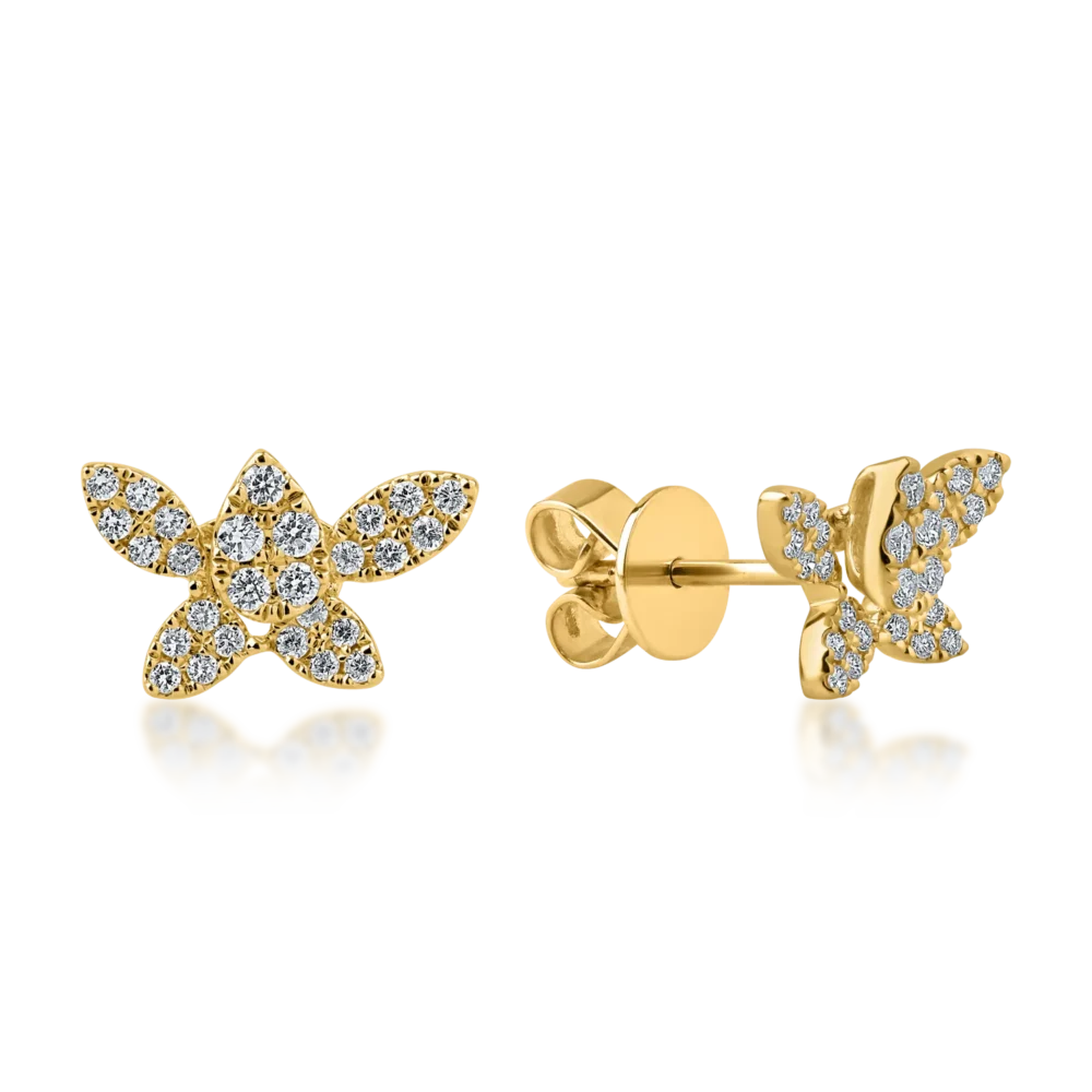 Cercei din aur galben cu diamante de 0.3ct