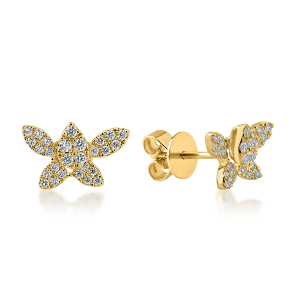 Cercei din aur galben cu diamante de 0.3ct