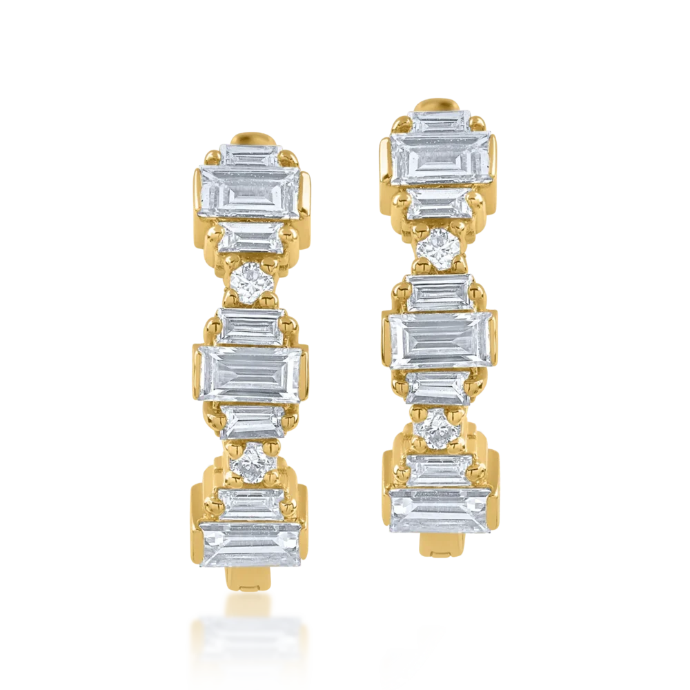 Cercei din aur galben cu diamante baguette de 0.44ct - imagine 2