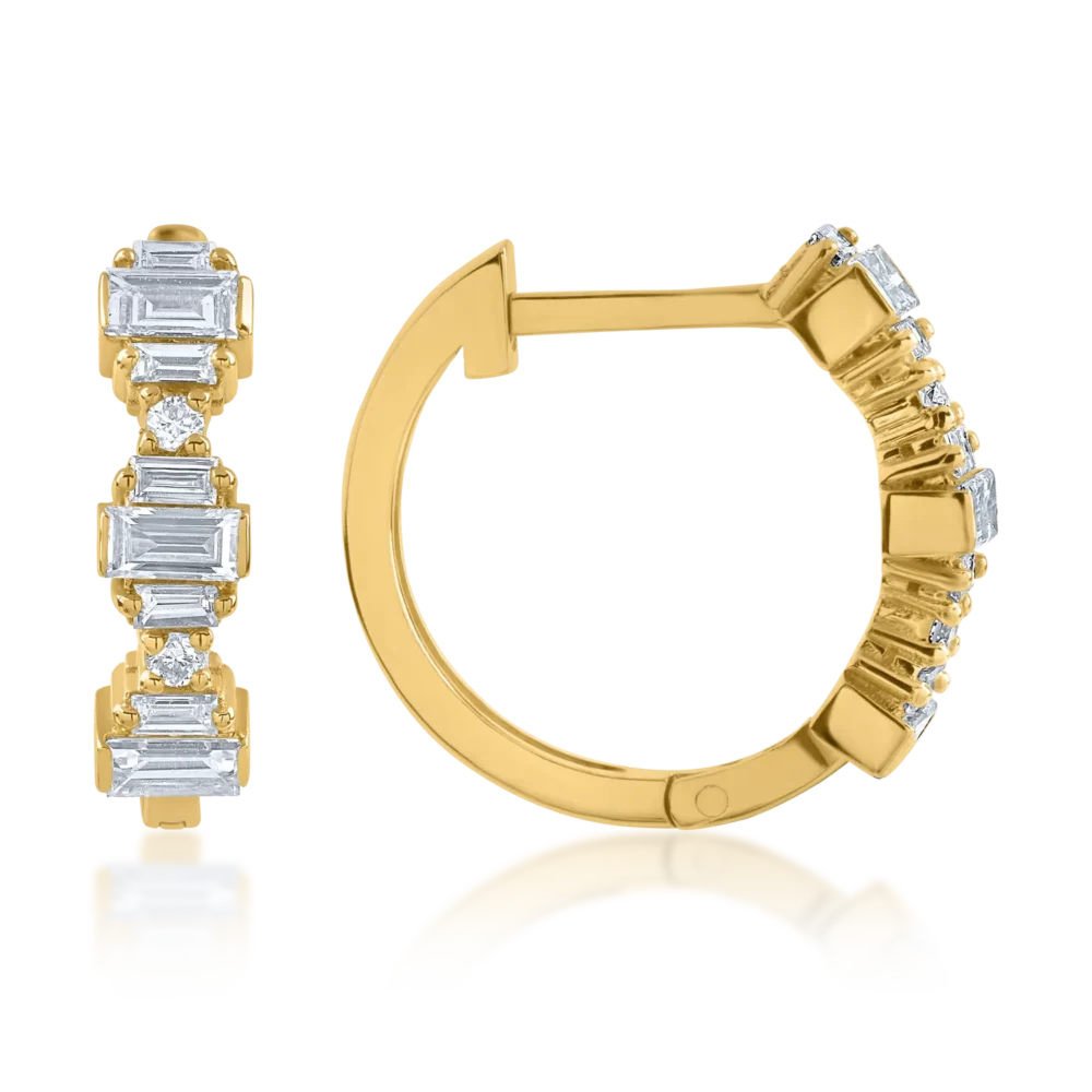 Cercei din aur galben cu diamante baguette de 0.44ct - imagine 3