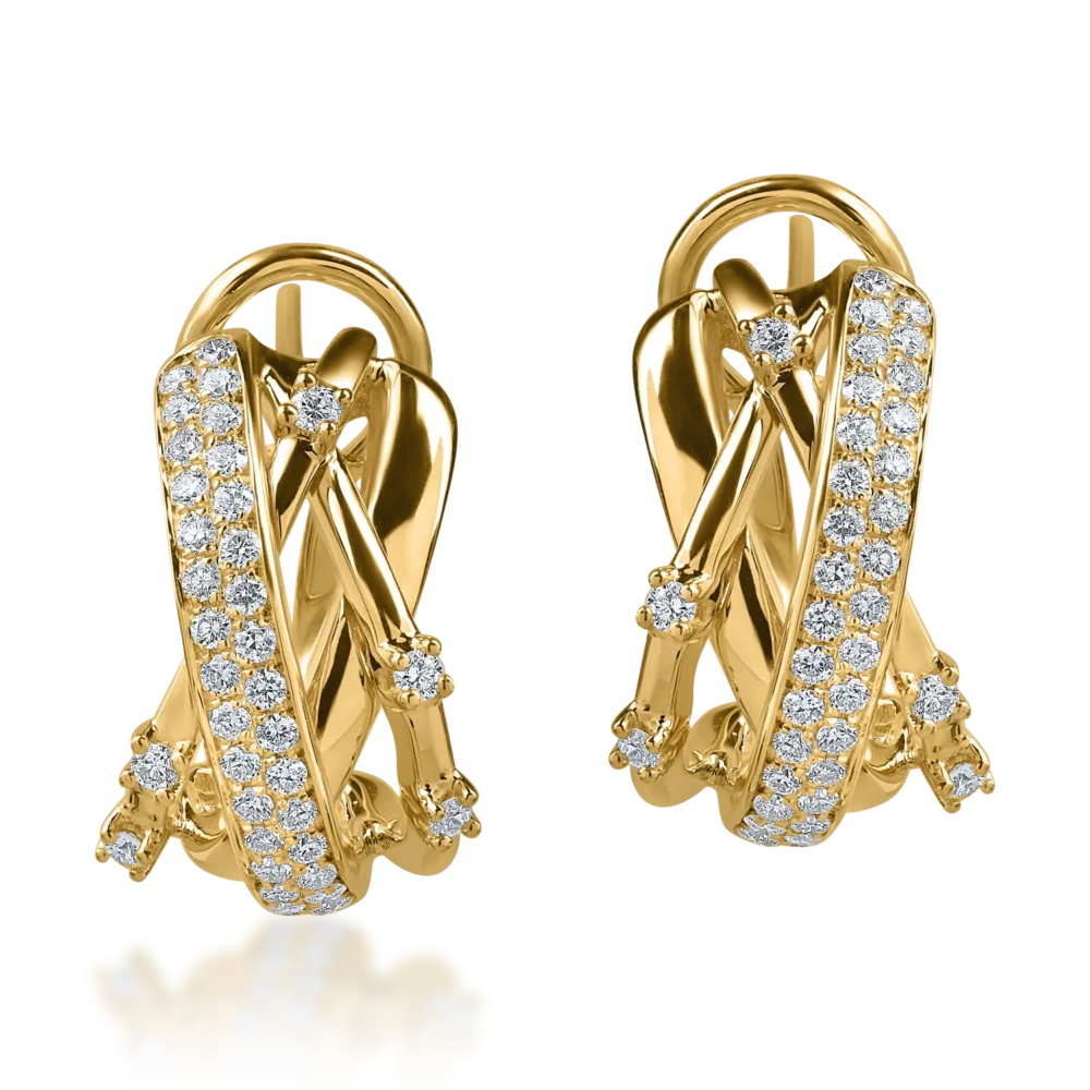 Cercei din aur galben cu diamante de 0.6ct - imagine 2