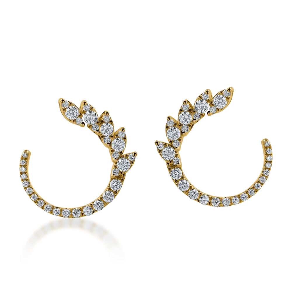 Cercei din aur galben cu diamante de 0.76ct - imagine 2