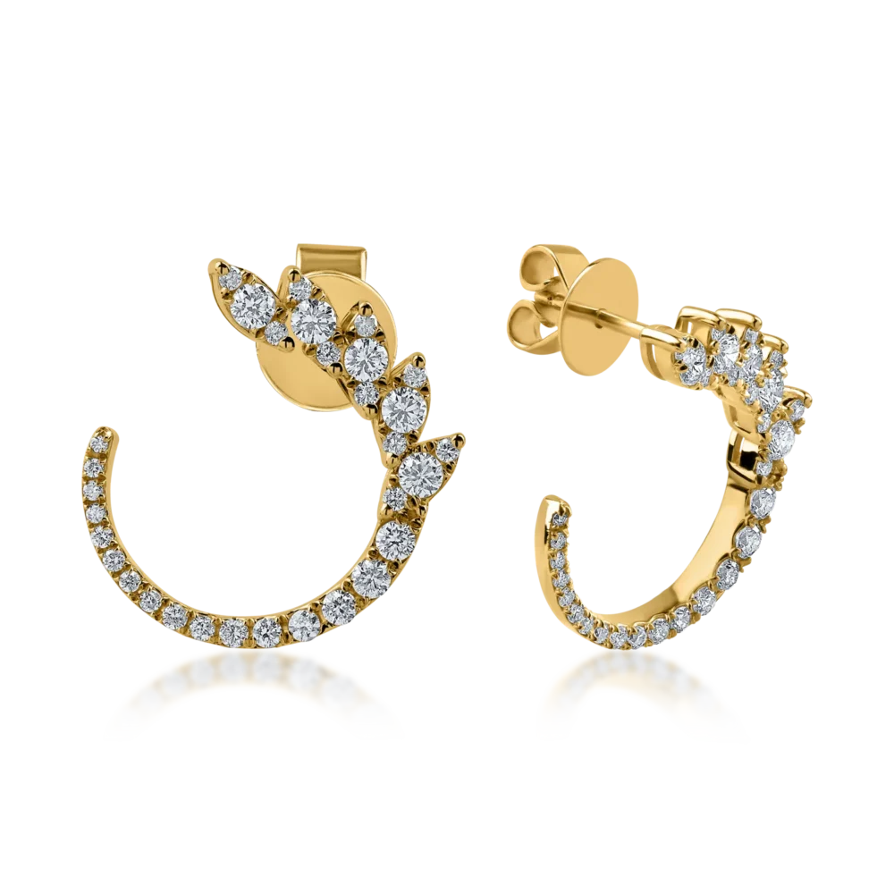 Cercei din aur galben cu diamante de 0.76ct