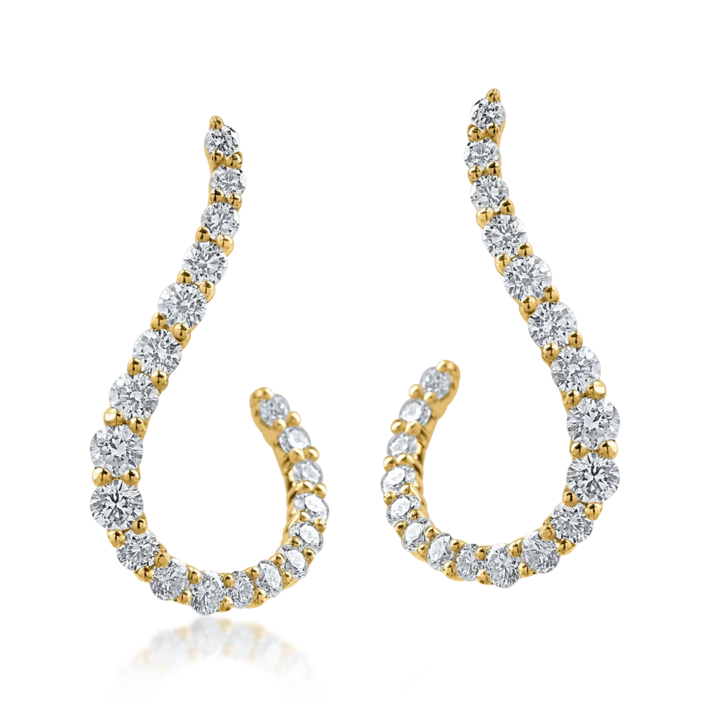 Cercei din aur galben cu diamante de 0.8ct - imagine 2