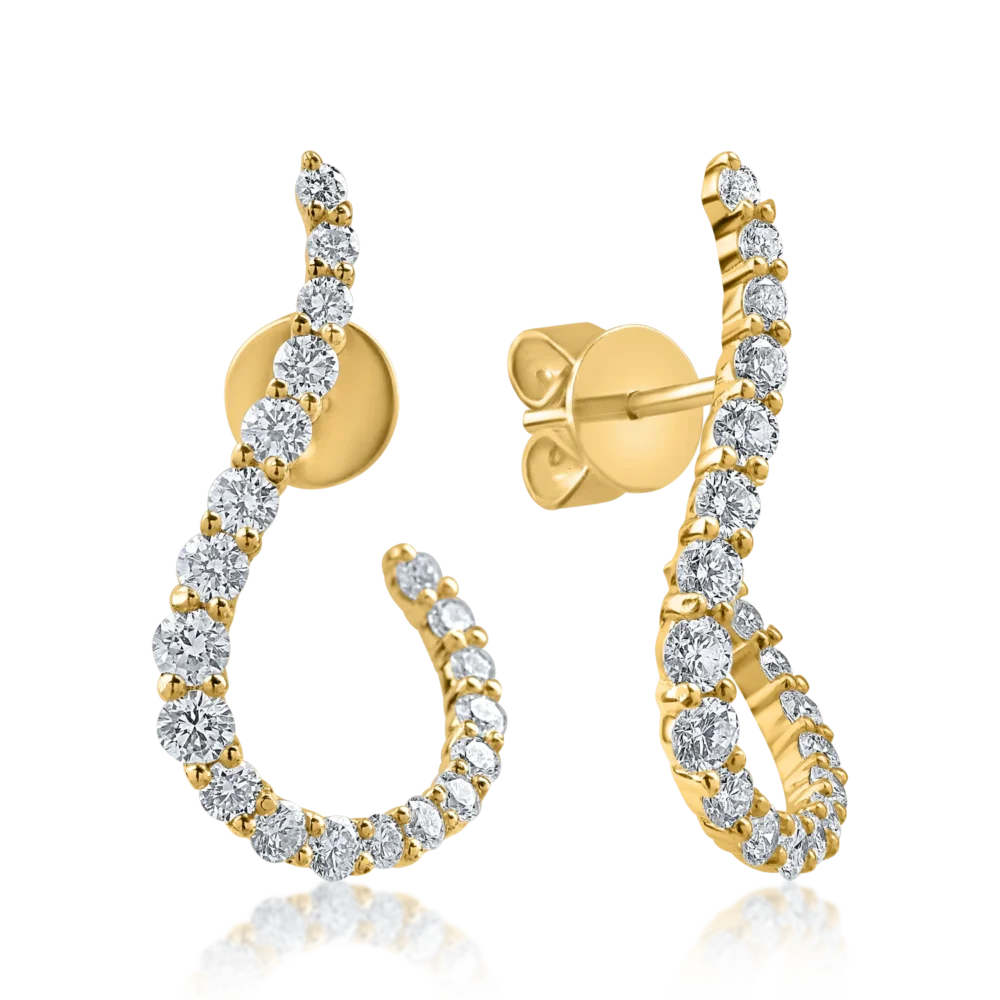 Cercei din aur galben cu diamante de 0.8ct