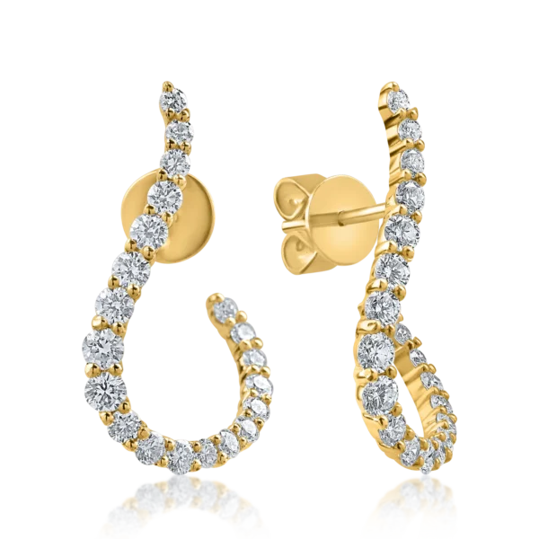 Cercei din aur galben cu diamante de 0.8ct