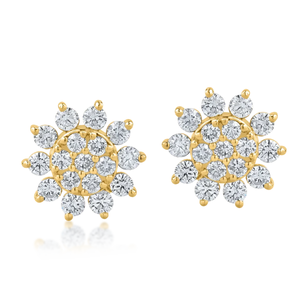 Cercei din aur galben cu diamante de 1.02ct - imagine 2