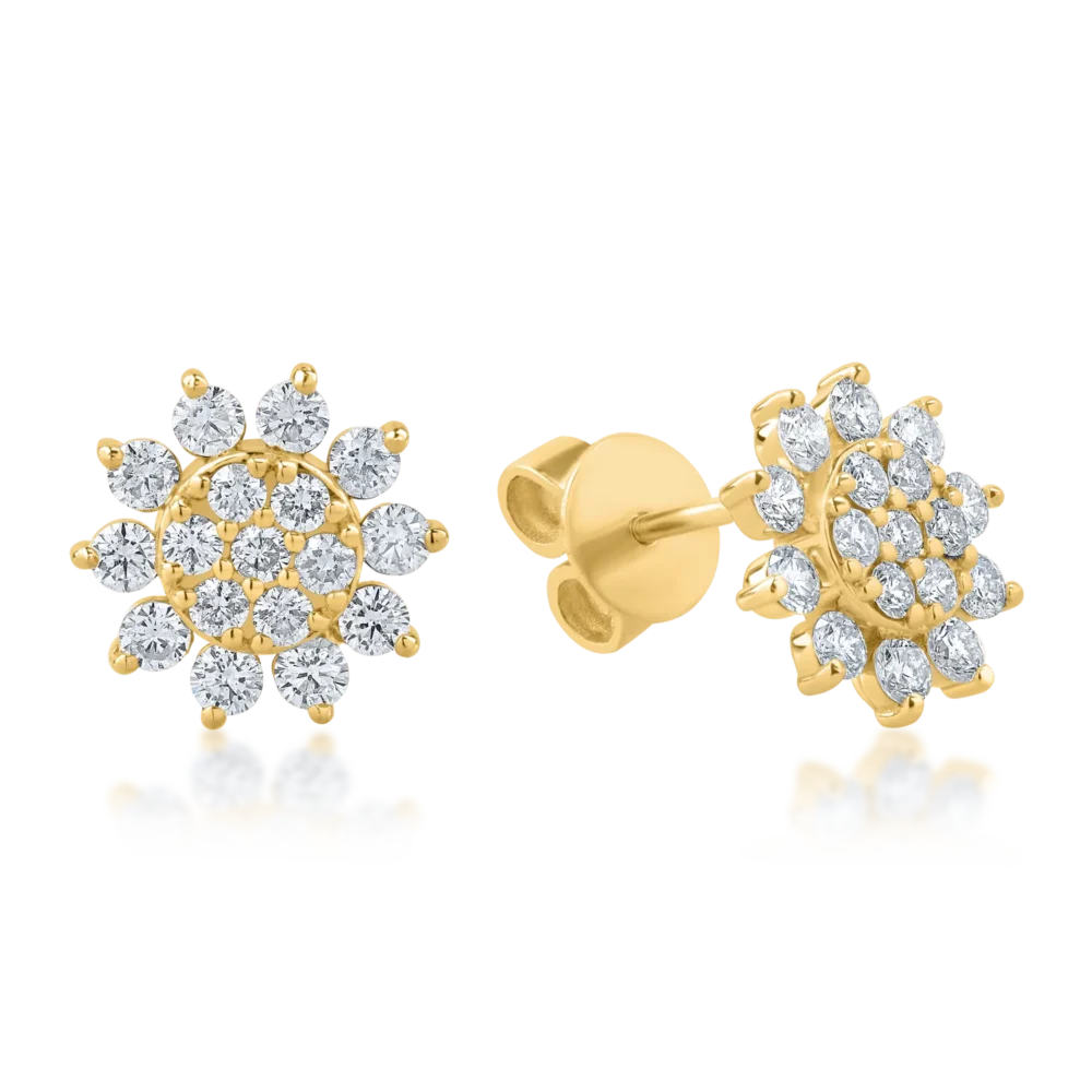 Cercei din aur galben cu diamante de 1.02ct