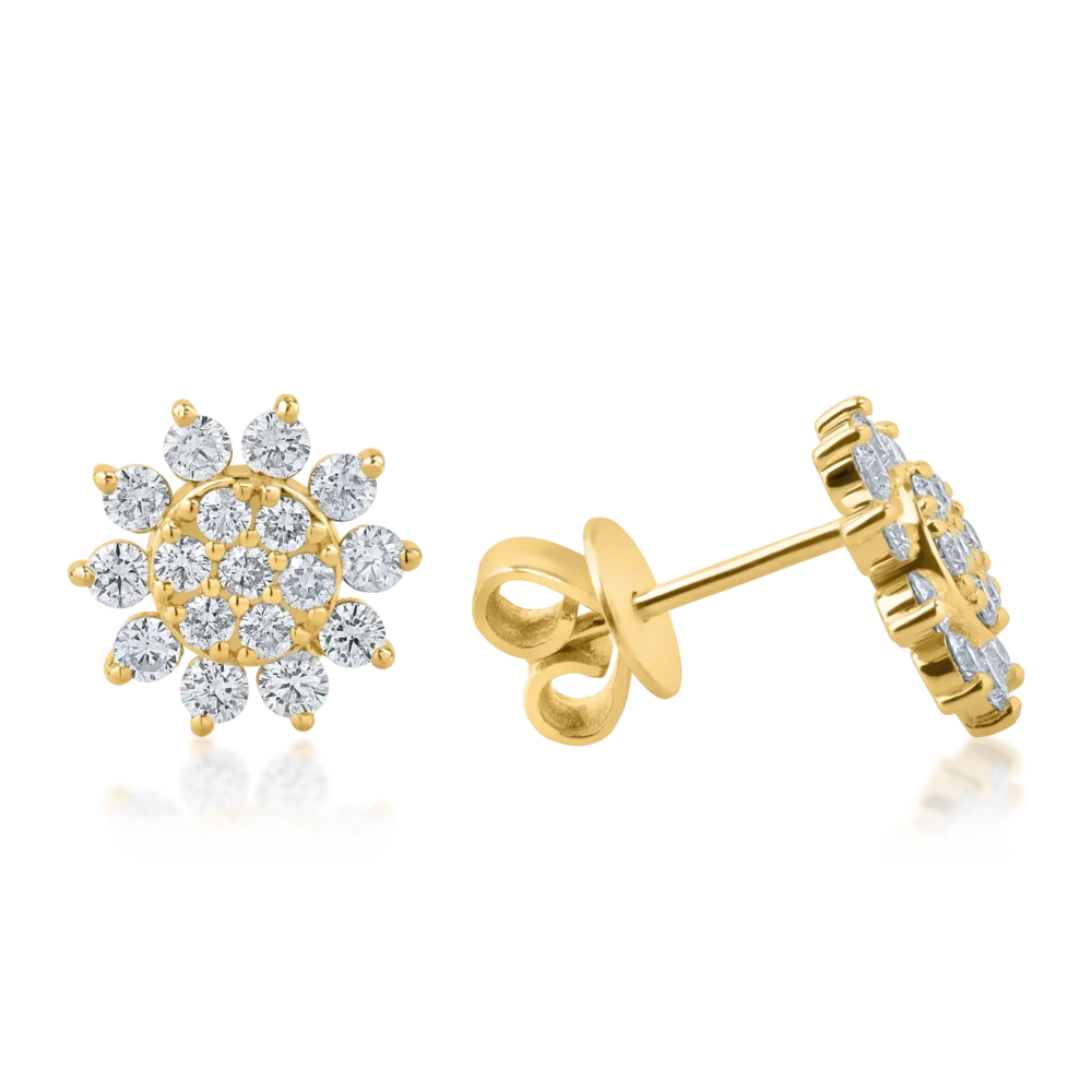 Cercei din aur galben cu diamante de 1.02ct - imagine 3