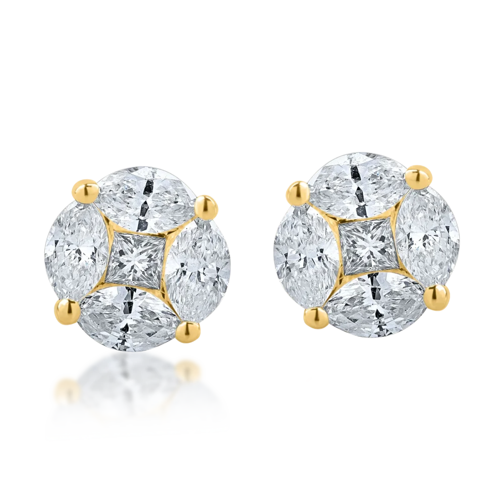 Cercei din aur galben cu diamante de 1.13ct - imagine 2