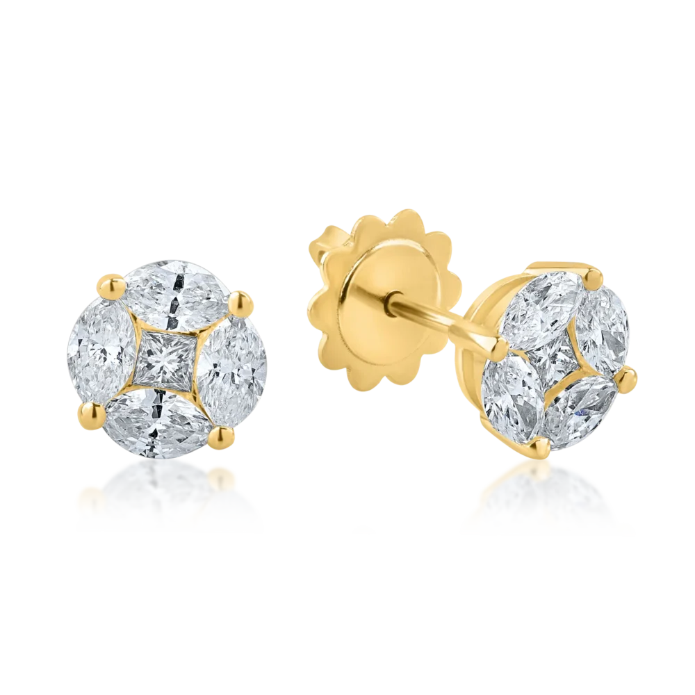 Cercei din aur galben cu diamante de 1.13ct